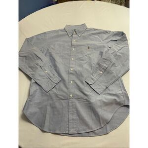 Ralph Lauren Classic Fit Men’s Vintage Chambray Blue Button Down Shirt Sz Large